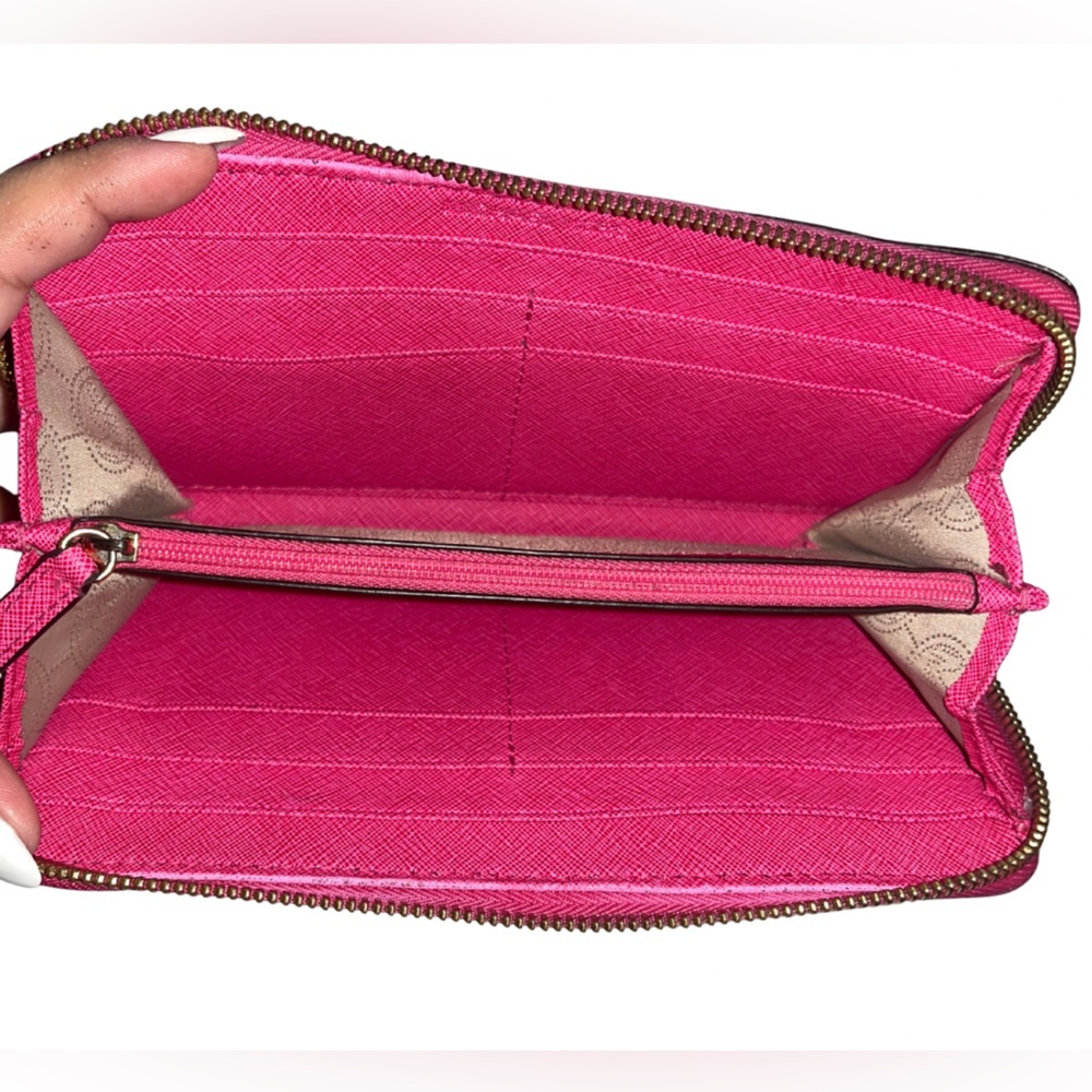 Michael Kors Fuchsia Pink Pyramid Studded Continental Zip Wallet - Picture 12 of 16
